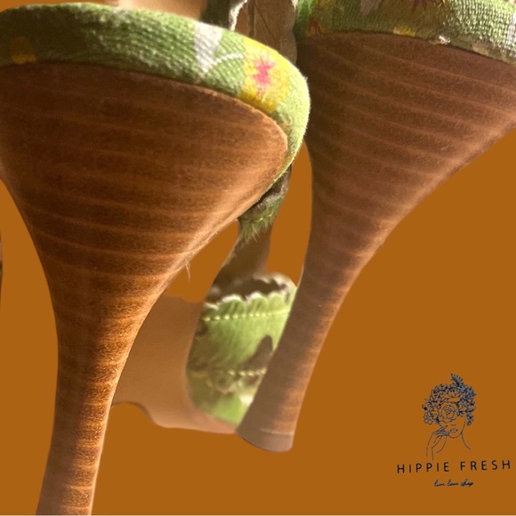 Naughty Monkey Green Strappy Heeled Sandals Size 7 - Picture 2 of 6